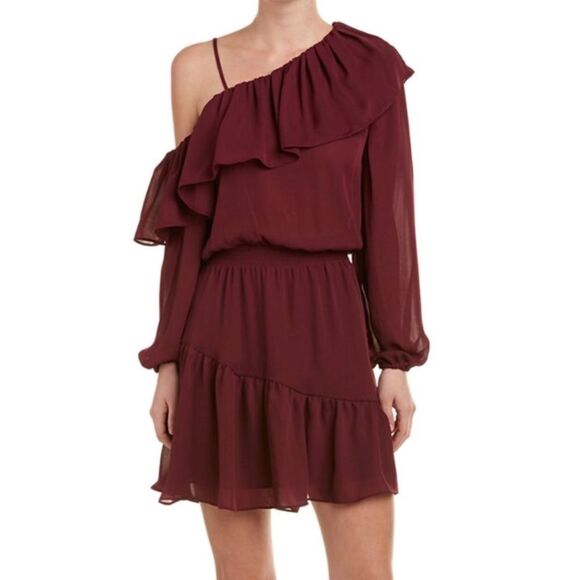 Parker Women's Asymmetric Sleeve A-Line Dress NWT - Picture 1 of 8